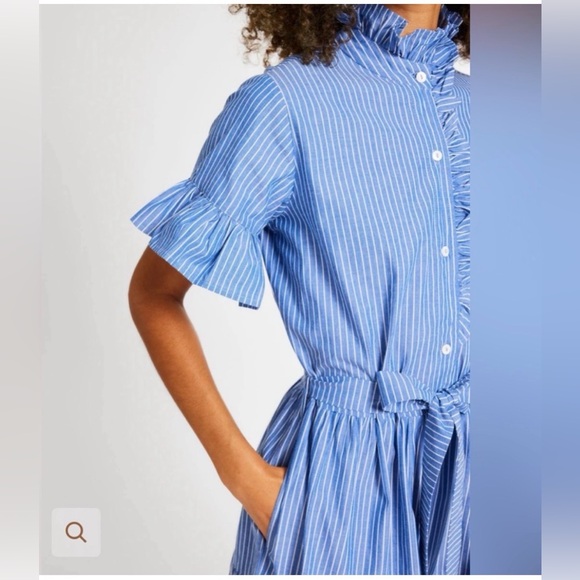 Mille Victoria Dress Tiered Ruffled Maxi In Harbor Stripe. Size M - Picture 6 of 14